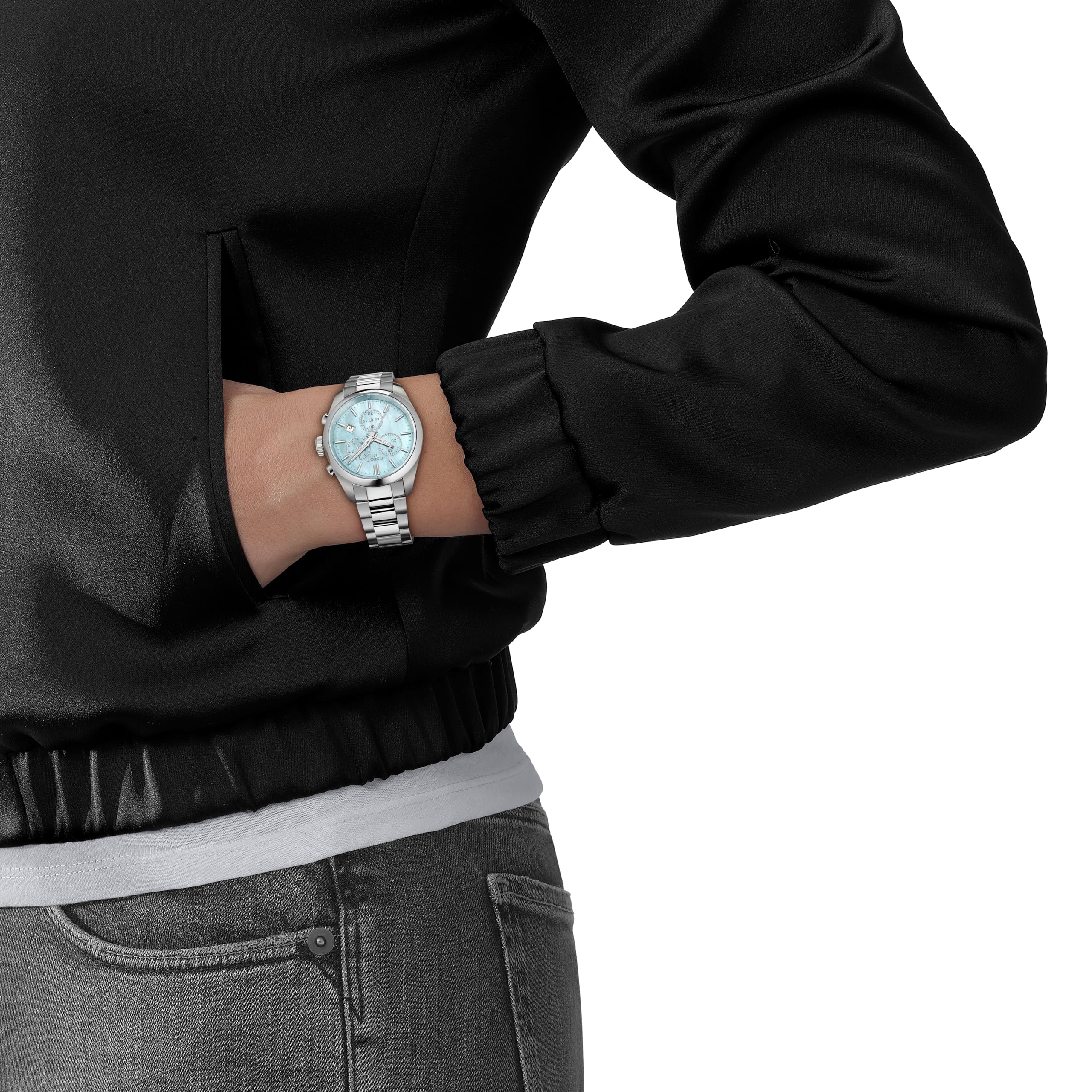 Tissot PR 100 - Reloj de cuarzo suizo para mujer, cronógrafo de 36 mm, caja de acero inoxidable, esfera azul MOP