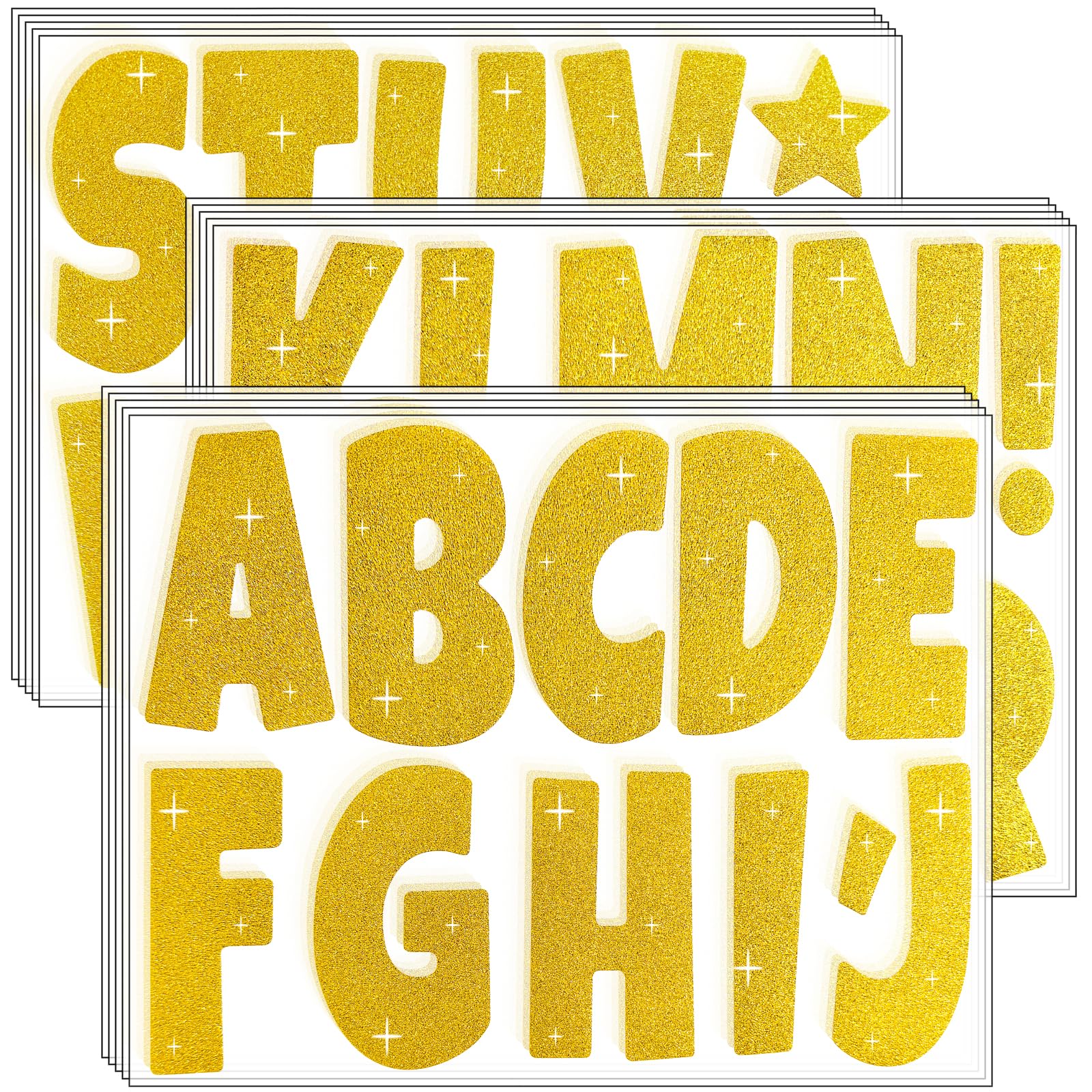 Waynoda Glitter Bulletin Board Letters for Classroom Alphabet Poster Board Letters for Bulletin Board Display Home School Classroom Decor(Gold,4 Inch)