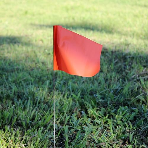 Vista 2 de Swanson Tool Co FOR15100 Banderas de marcado de 2.5 x 3.5 pulgadas con varillas de alambre de 15 pulgadas, naranja, paquete de 100