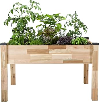 CedarCraft Self-Watering Elevated Cedar Planter 23" X 49" X 30" - Grow Fresh Vegetables, Herb Gardens, Flowers & Succulents. Raised Garden Bed for a Deck, Patio or Yard Gardening. No Tools Required.