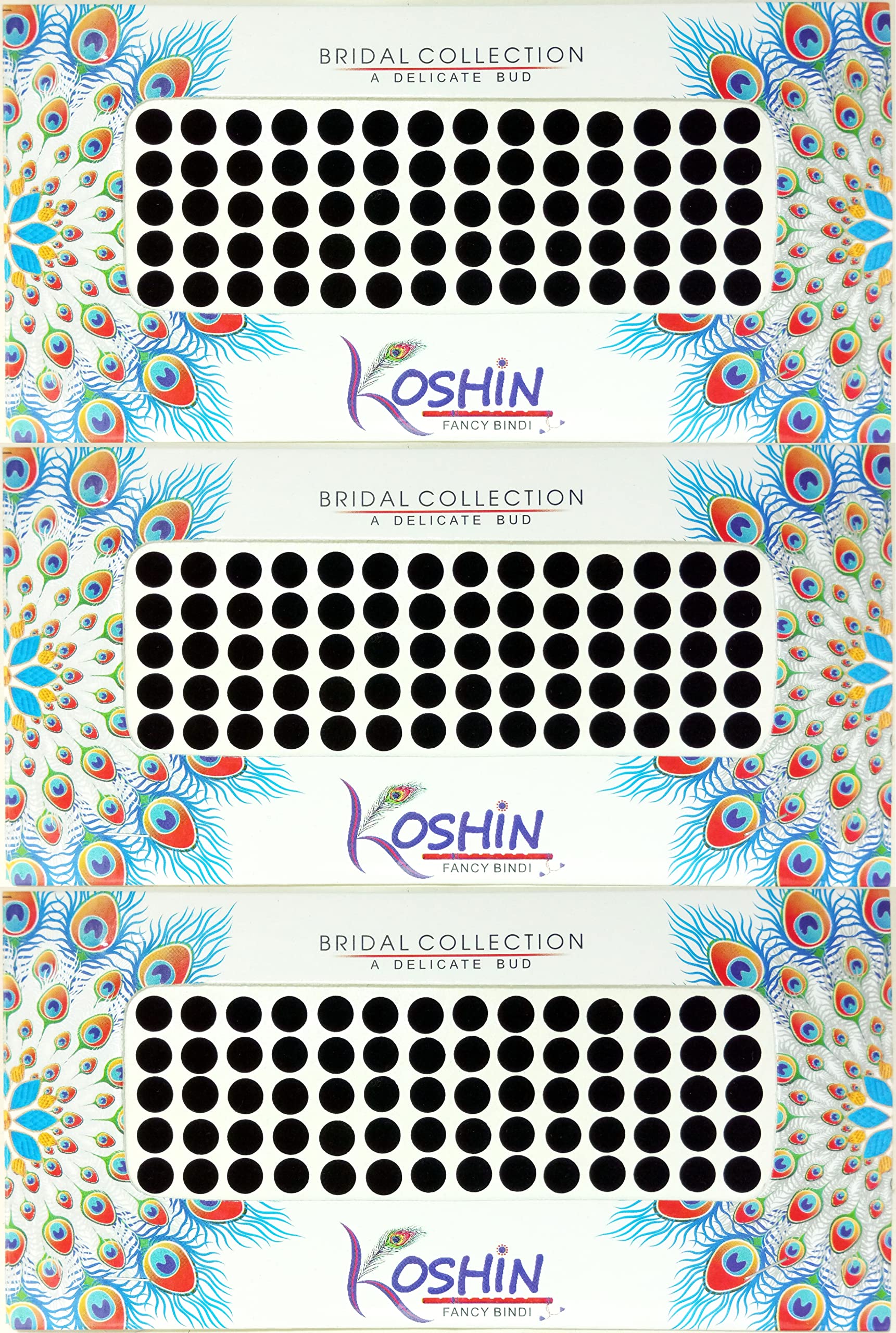 KOSHIN Black Color Round Shape Diameter 8 mm Forehead Bindi For Women Girls Ladies Pack of 3 - Black Plain KumKum Bindi | Medium Size | Light Fabric Bindi | Tikli | Black Pottu | Dot | Combo Pack-image-8