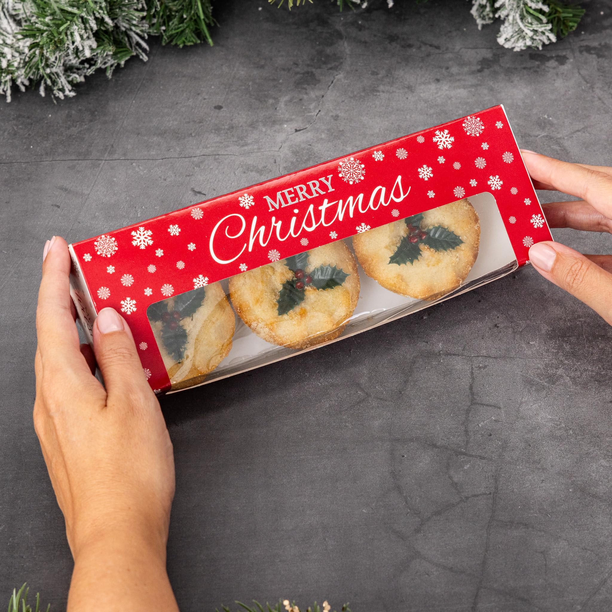 12 cajas para tartas picadas de Navidad con capacidad para 3 o 6 pasteles (paquete de 25)