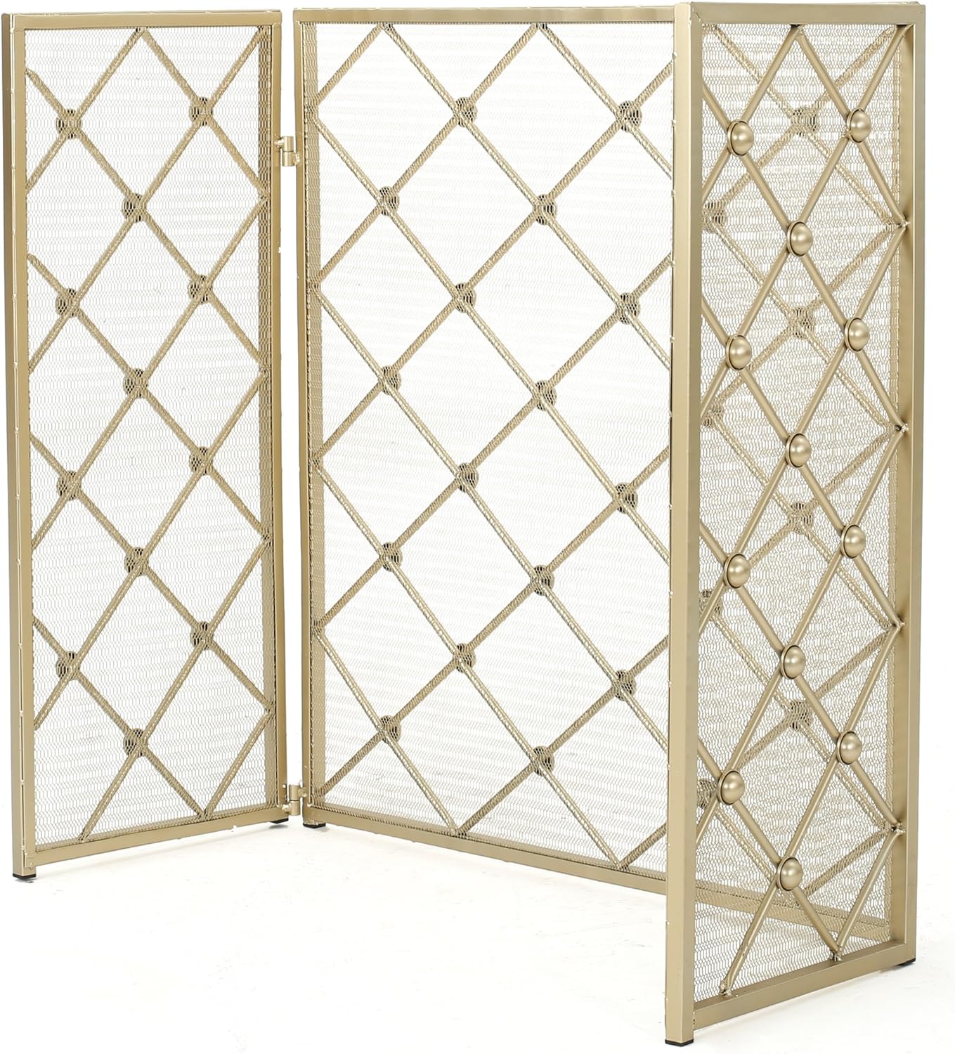 Christopher Knight Home Chelsey 3 Panelled Iron Fireplace Screen, Gold