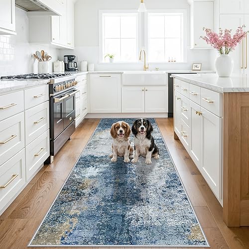 Miniatura 65 de RUUGME - Alfombra lavable abstracta de 4 x 6: alfombras de área para sala de estar con respaldo antideslizante, alfombra neutra resistente a