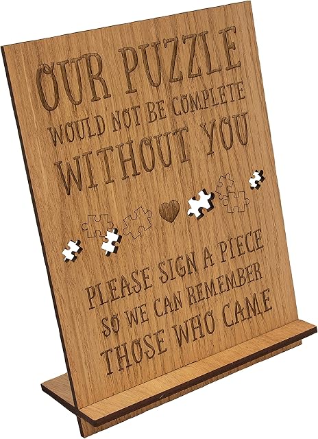 Jigsaw Puzzle guest book sign | wooden plaque for guestbook | rustic wedding decor | country barn wood