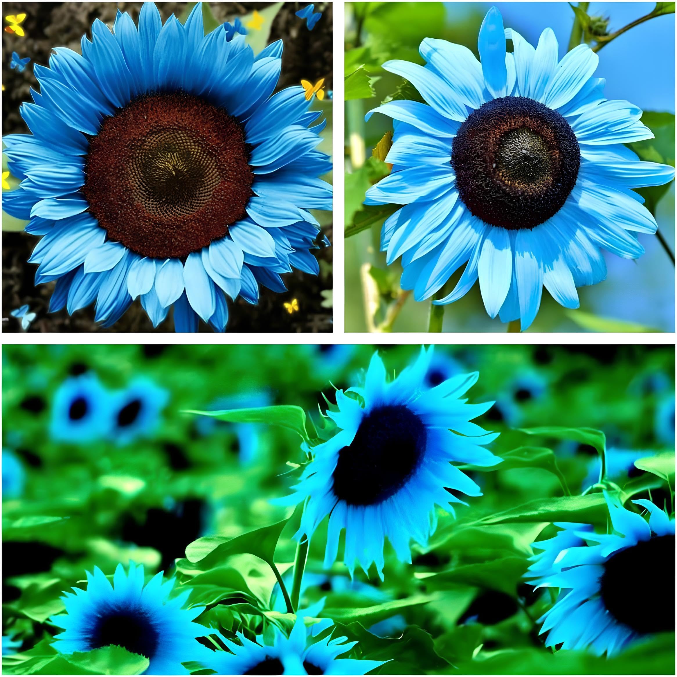 35+ Seeds- Midnight Blue Sunflower Seeds Rare Ornamental Bright Blue Non-GMO Flower Seeds for Planting Home Garden