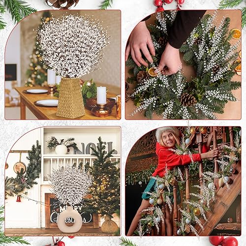 Miniatura 6 de 30 flores de jazmín de invierno de 29.5 pulgadas de largo, flores artificiales de jazmín alto, ramas secas para Navidad, invierno, Año Nuevo, boda,