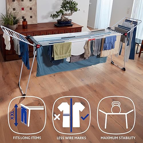 Vileda Infinity Flex Plus Clothes Airer | Extendable Drying Rack up to 2m | Indoor Laundry Dryer holds up to 3 Wash Loads | Foldable Indoor Drying Rack | Ideal for Bedding & Long Items - 3