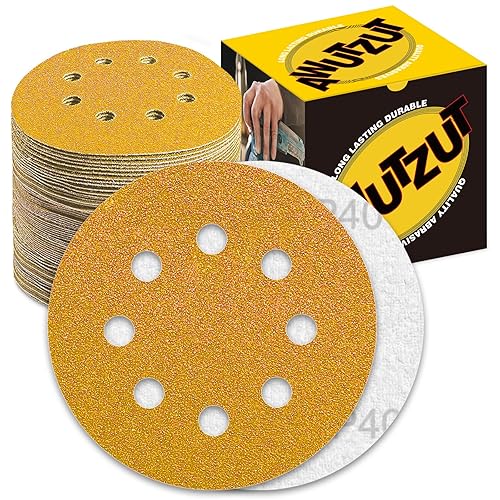 Discos de lija de 5 pulgadas de grano 40 para lijadora orbital con gancho y bucle para madera y metal (paquete de 100)