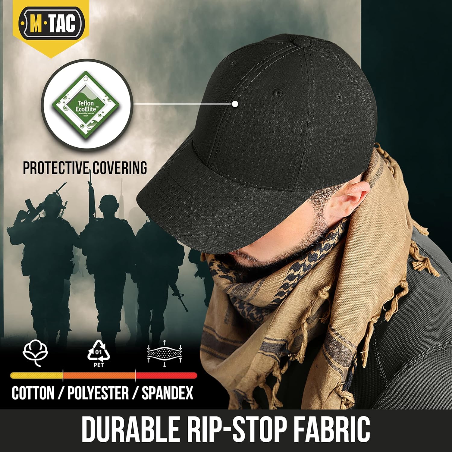 M-Tac Tactical Baseball Cap - Adjustable Plain Workout Ball Cap, Ripstop Hats for Men and Women - Image 4