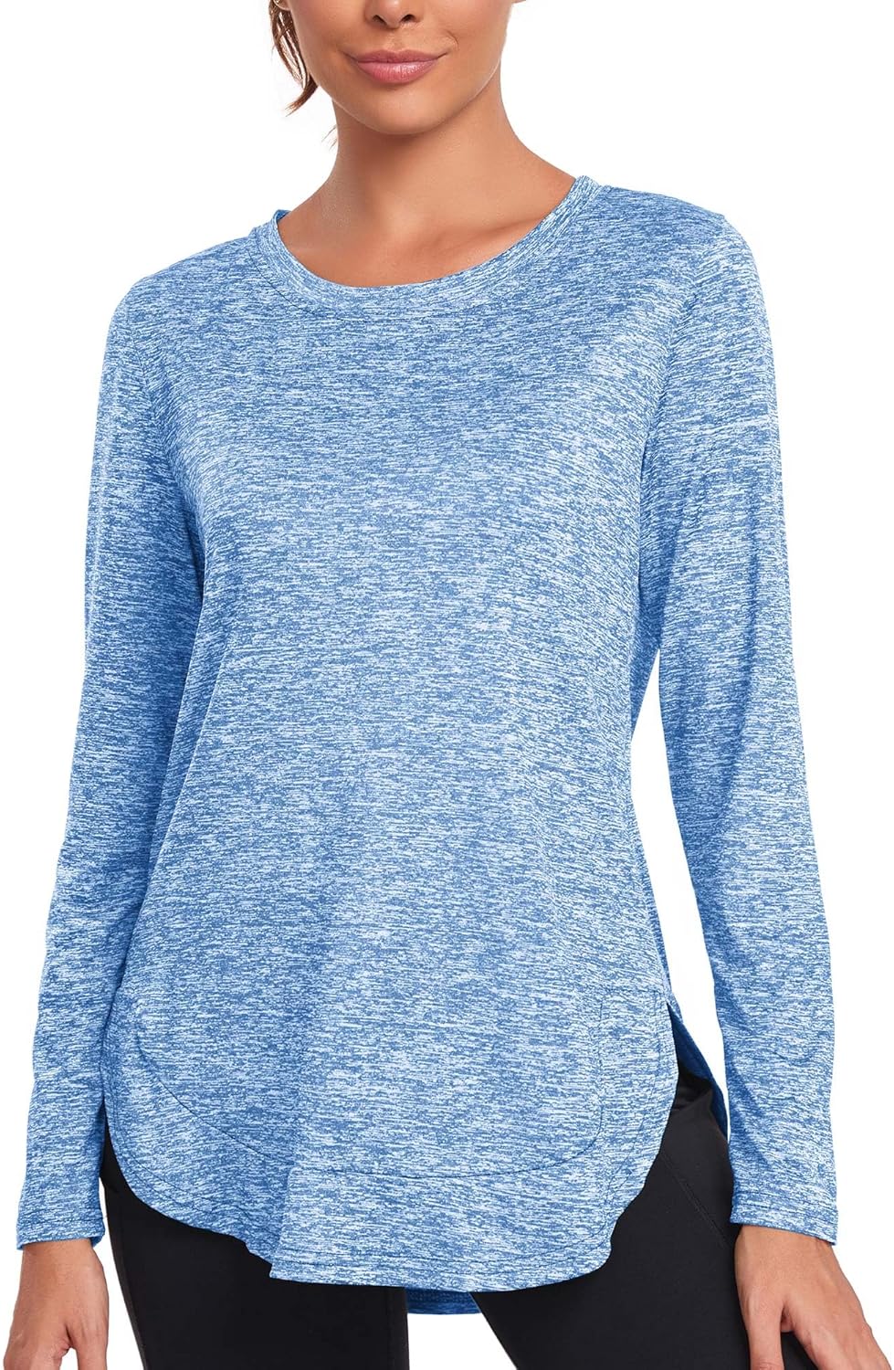 Absttith Women's Long Sleeve Workout Shirts Running Yoga Tops Athletic Sport Tee Side Split