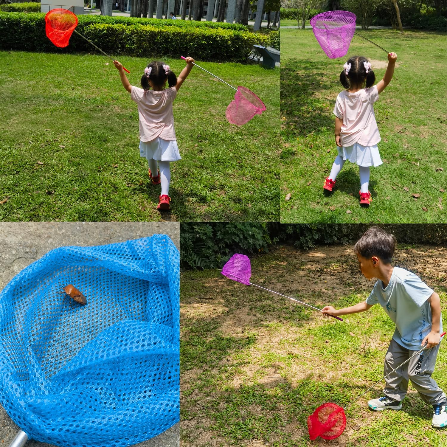 Toromp Telescopic Butterfly Nets - Great for Catching Insects Bugs Fishing - Outdoor Toy for Kids Playing - Extendable from 6.8" to 34" and Anti Slip Grip