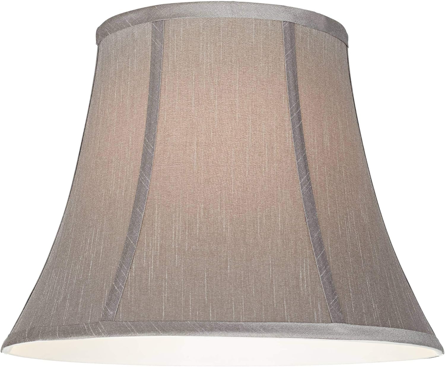 Pewter Gray Large Bell Lamp Shade 8" Top x 14" Bottom x 11" Slant x 10.5" High (Spider) Replacement with Harp and Finial - Springcrest