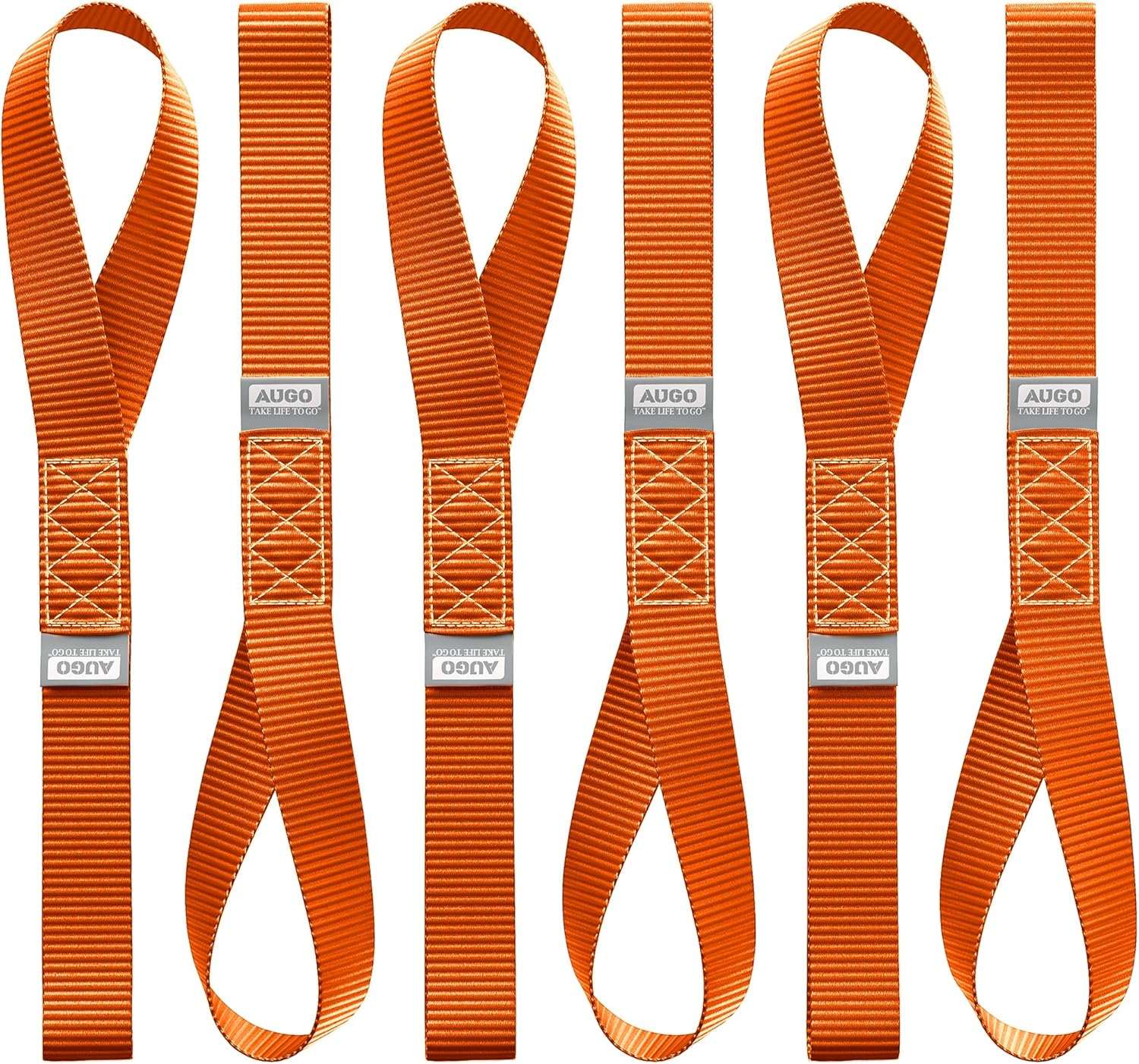 AUGO Heavy Duty Soft Loops –Pack of 6-1.5” x 17” Tie Down Anchor Straps for Use w/Ratchet Strap Hooks – 3000Lb Load Capacity & 10,000Lb Break Strength – Great for Motorcycle, Bike, Roof Rack, Etc.