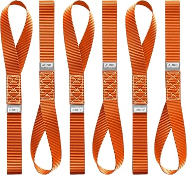 AUGO Heavy Duty Soft Loops Pack of 6-1.5 x 17 Tie Down Anchor Straps for Use w/Ratchet Strap Hooks 3000Lb Load Capacity & 10,000Lb Break Strength Great for Motorcycle, Bike, Roof Rack, Etc.