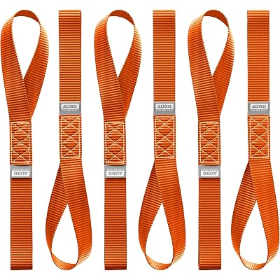 AUGO Heavy Duty Soft Loops –Pack of 6-1.5” x 17” Tie Down Anchor Straps for Use w/Ratchet Strap Hooks – 3000Lb Load Capacity & 10,000Lb Break Strength – Great for Motorcycle, Bike, Roof Rack, Etc.