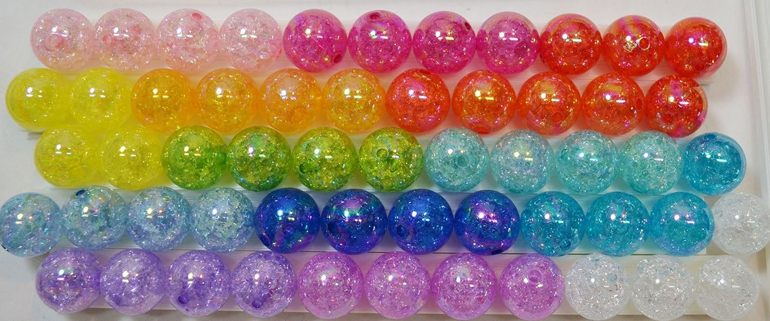 20mm Bulk Mix of 56 Crackle Chunky Bubblegum Beads 14 Colors Acrylic Gumball Beads Lot