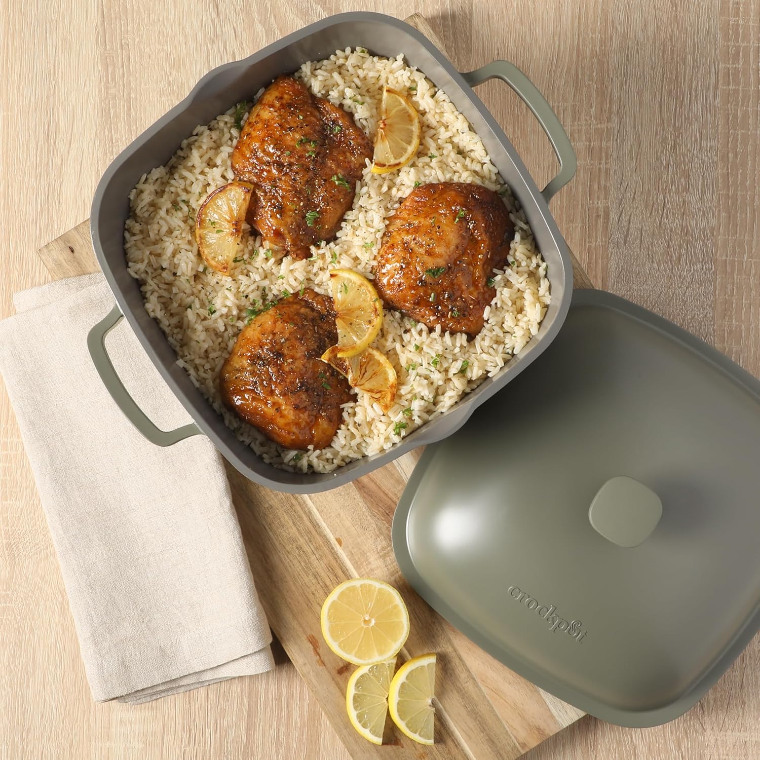 Crock-Pot Northvale Cast Aluminum Lightweight Durable 5.2 Quart Heavy Duty Dutch Oven Pot With Lid, Oven Safe, Dual Handles - Matte Sage Green