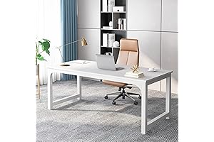 TRIBESIGNS Modern White Office Executive Desk