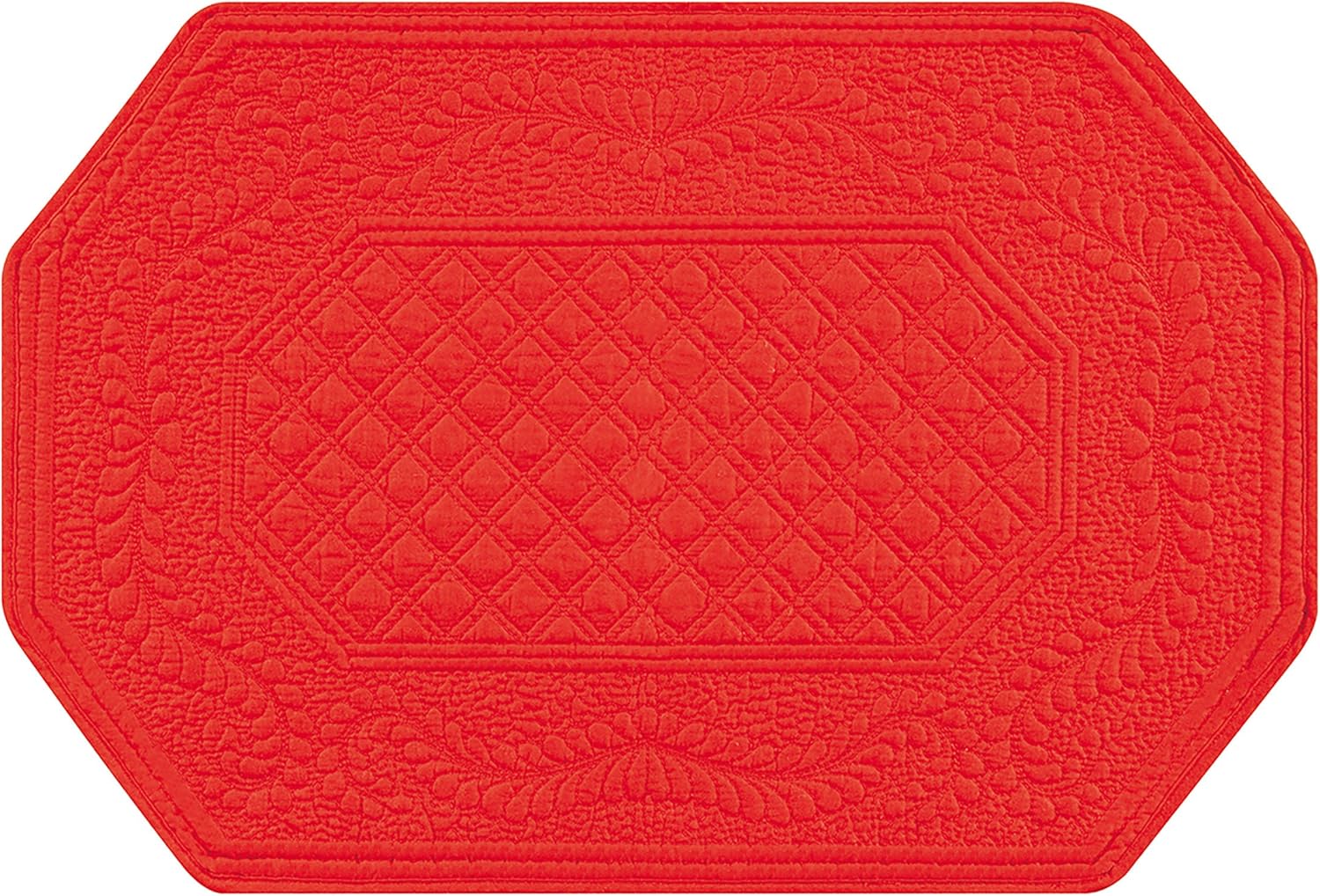 C&F Home Solid Red Octagonal Vintage Design 100% Cotton Set of 4 Placemats 13" x 19" All Seasons Versatile Christmas Xmas Patriotic USA 4th of July Americana Kitchen Tabletop Machine Wash Decor