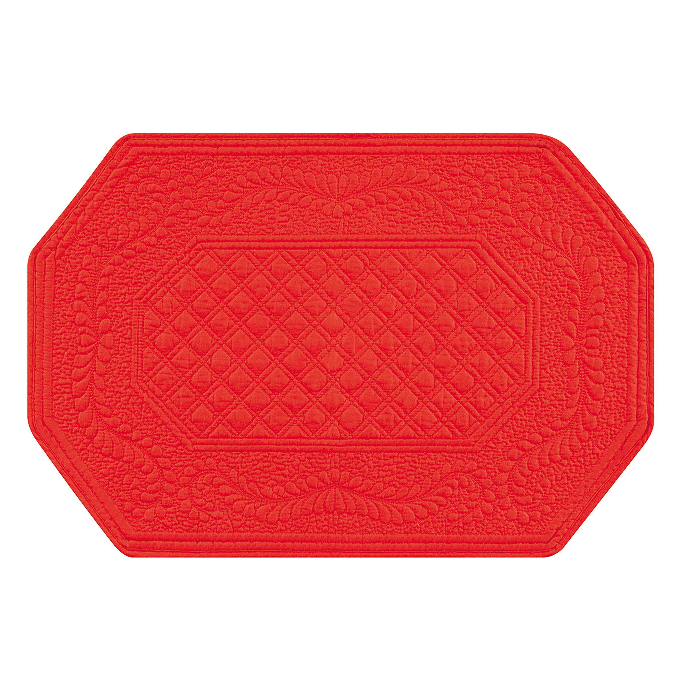 C&F Enterprises 13" x 19" Quilted Scalloped Red Placemat, Set of 4