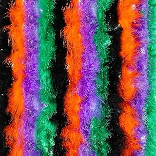 12 Pcs Halloween Colorful Feather Boas Marabou Feather Boa Scarf Large Feathers Boas for Party Pack Rainbow Boa Light Hot ...
