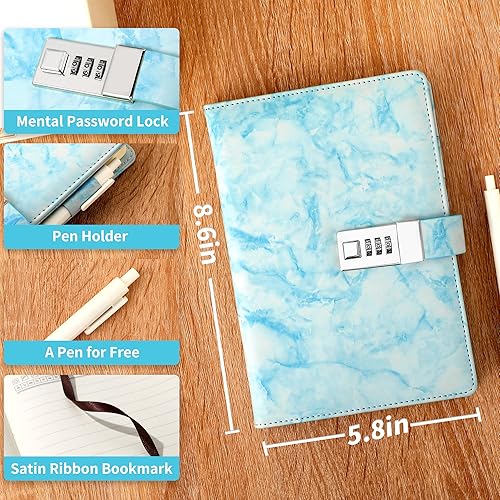 Vista 55 de CAGIE Diario con candado para niñas, A5 con contraseña rellenable, con forro, diario bloqueado, lindo regalo de Navidad y cumpleaños para niñas