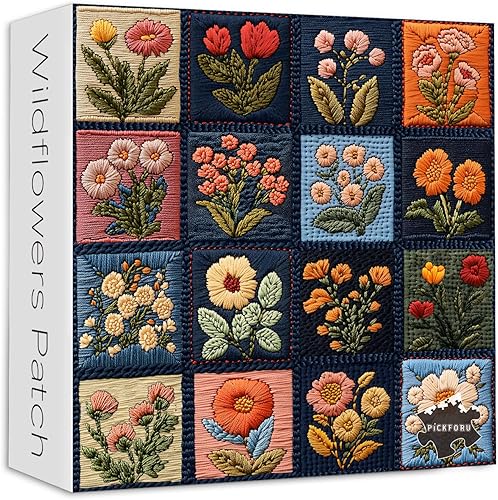 PICKFORU - Rompecabezas de 1000 piezas con parche de flores silvestres para adultos, rompecabezas vintage de plantas florales de primavera, diseño