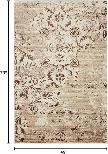 Miniatura 2 de Unique Loom Rushmore Collection - Alfombra tradicional blanca tono sobre tono marrón chocolate (4 pies x 6 pies)