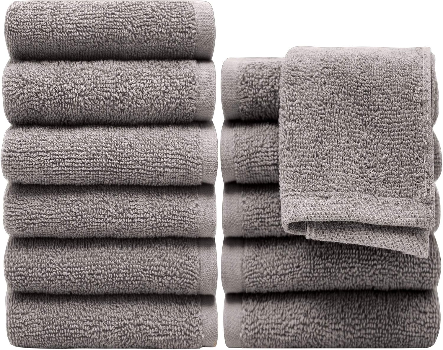 Pleasant Home 12 Pack Wash Cloths Set – 12”x 12” | 100% Cotton | 500 GSM | Professional Use for Hotels, Hospitality, Spas, Salons | Salon & Facial Towels | Bath Towels | Lightweight & Durable | Grey
