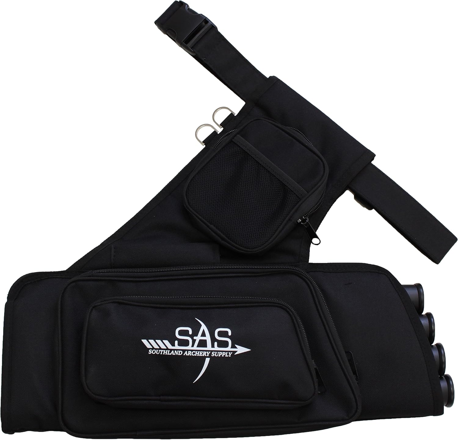 SAS Tube Archery Arrow Target Quiver with Two Zipped Pockets, One Binocular Pocket and Adjustable Waist Strap