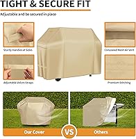 Vista 4 de NEXCOVER - Funda de parrilla de gas para barbacoa, cubierta impermeable de 55 pulgadas, funda de parrilla resistente para exterior, material Canela