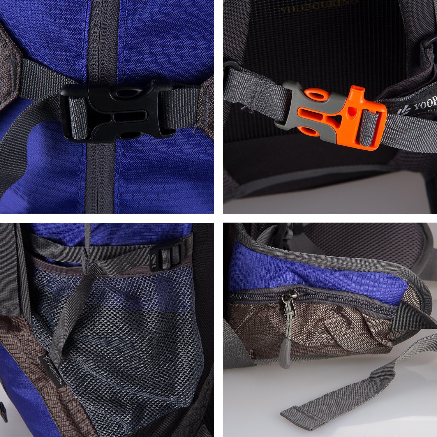 WASING 55L Internal Frame Backpack Hiking Backpacking Packs for Outdoor Travel Climbing Camping Mountaineering with Rain Cover - Lightblue