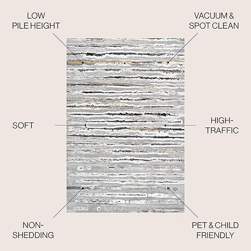 Miniatura 16 de JONATHAN Y SOR204A-8 Batten - Alfombra moderna a rayas para interiores, contemporánea, de transición, a rayas sólidas, fácil de limpiar, para Gris
