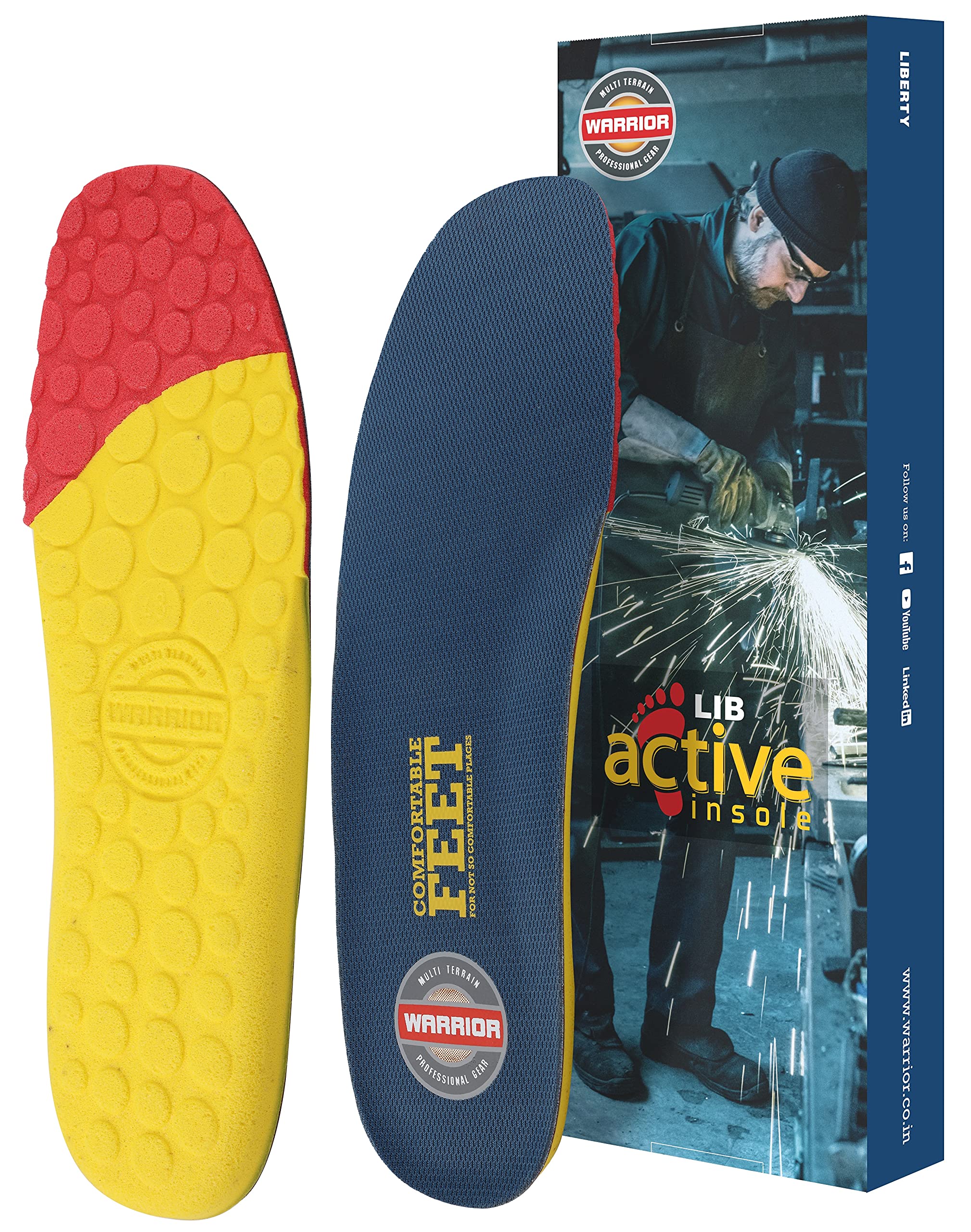 Liberty Warrior Libactive 1 Pair Insole for Men & Women (11UK/45EU) - Orthopedic, Ergonomic, Antibacterial, Shock Absorbing, Anti Slip PU Insole with 100% Arch Support (Yellow/Blue) (B092SLW2HF) Amazon Price History, Amazon Price Tracker