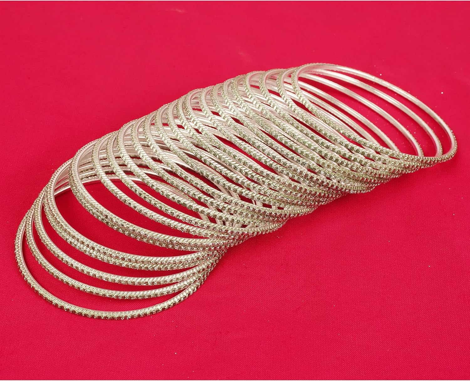 Touchstone Pastel Color Bangle Collection Indian Bollywood Hand Drilled Silver Tinge Designer Jewelry Bracelets Bangle. Set of 24. For Women. - Image 3