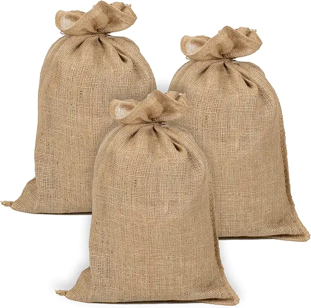 Lot de 3 sacs en toile de jute pour café, 42x70 cm, 15kg - Naturel