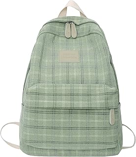 JHTPSLR Light Academia Aesthetic Backpack Plaid Preppy Backpack Teen Girls Book Bags Back to School Backpack Supplies (Sage Green)