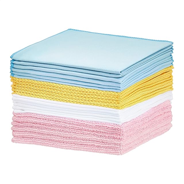 Amazon Basics Cleaning Cloth Multicoloured Mix Bundle, 24-Pack