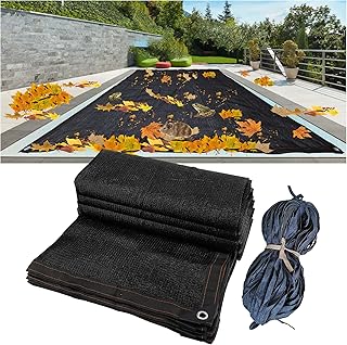 Leaf Net Pool Cover for Swimming Pools Patio,Rectangular Rugged Fine Protective Mesh Cover with 5M Cuttable Rope, Outdoor Cover for Inground and Above Ground Swimming Pools,Easy to Store