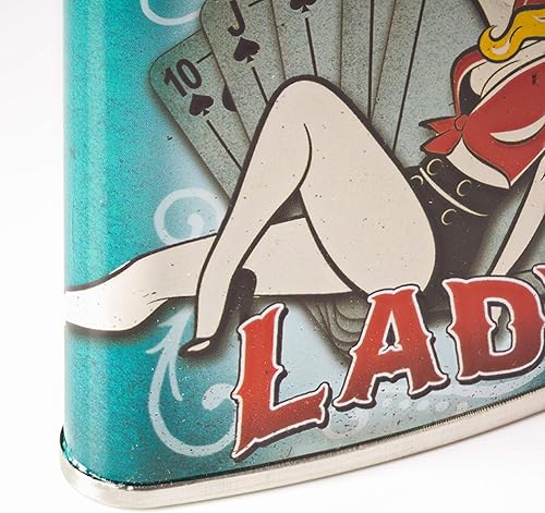 Miniatura 93 de American Art Decor Frasco de licor de 8 onzas – Petaca de acero inoxidable a prueba de fugas para whisky, vodka y tequila – Divertidos frascos