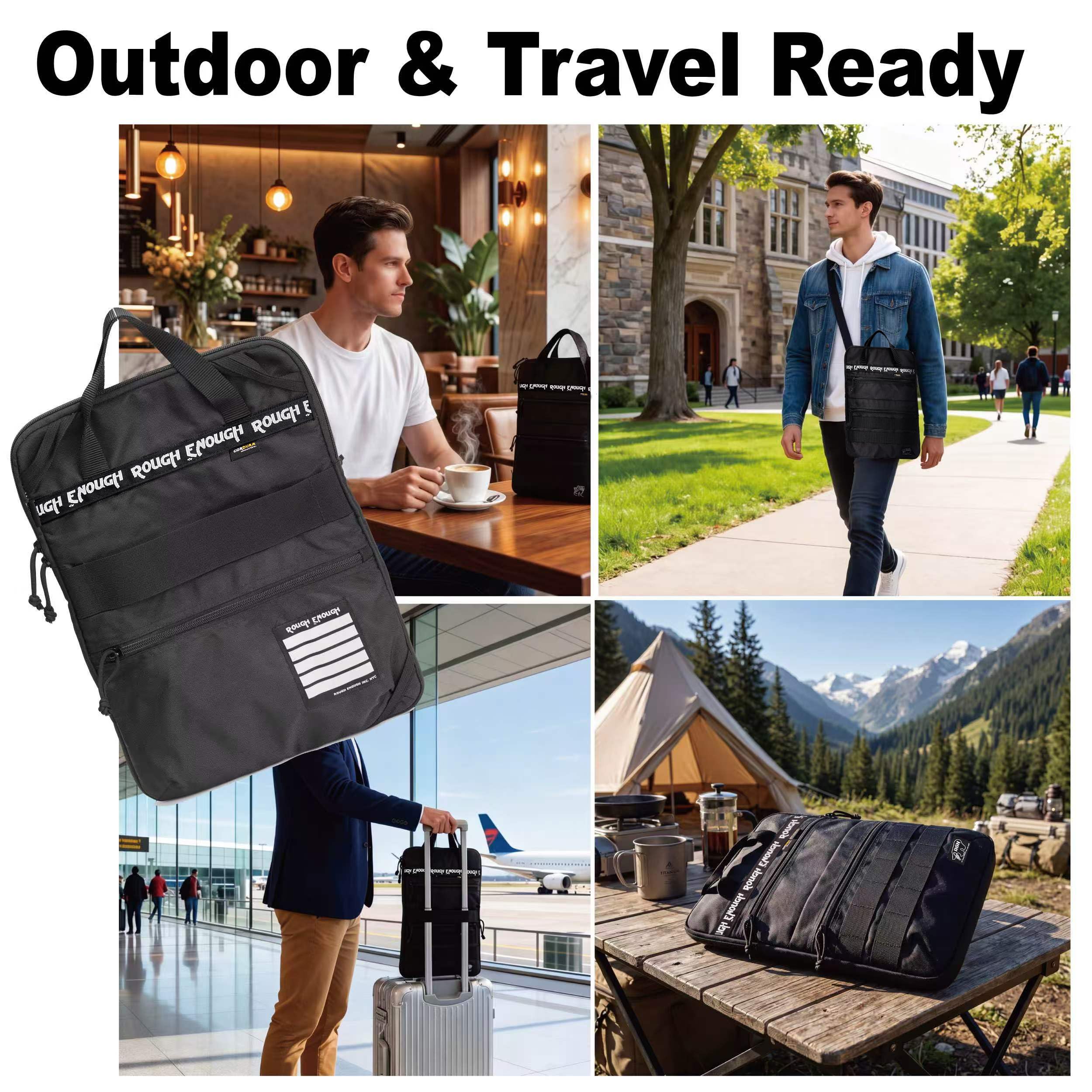 Rough Enough 16 Zoll Laptophülle, vertikale Reisetasche für Arbeit & Outdoor | Passend für 15-16-Zoll-Laptops und Tablets, stoßfeste Schaumstoffpolsterung, Trolleygurt für Gepäck, abnehmbarer Schultergurt