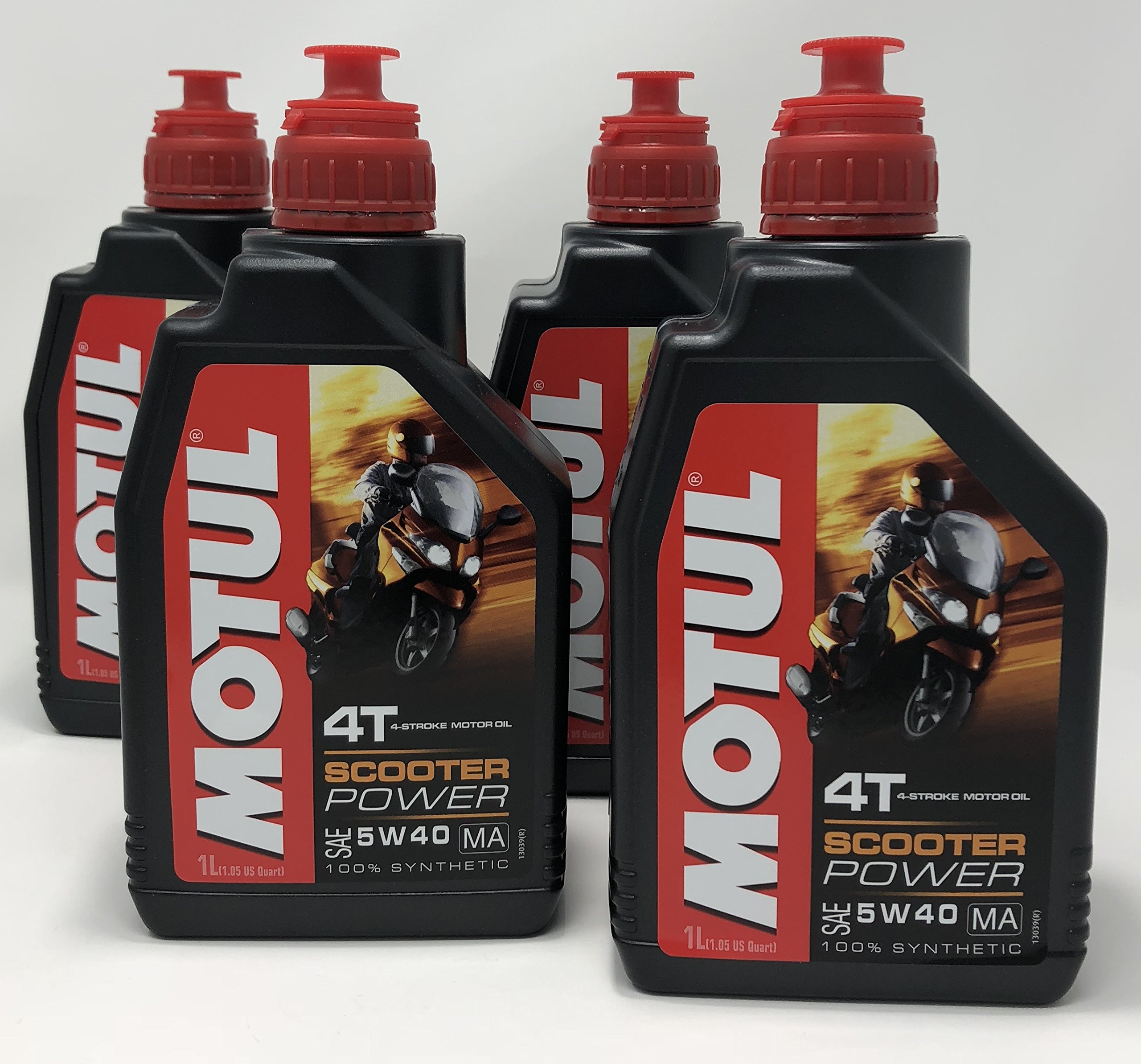 MOTUL Acete Motor Moto 4 Tiempos Scooter Power SAE 5W-40 MA, 4 litros (4x1 lt)
