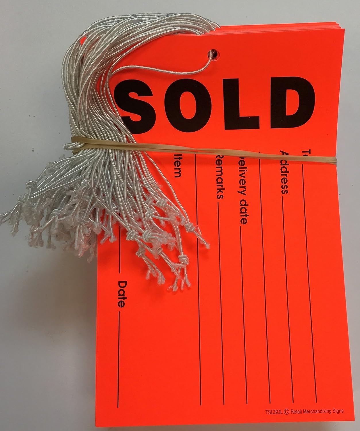 TSCSOL Fluorescent Elastic String Sold Tags 3 1/2" x 5 1/2" (100 Pack)