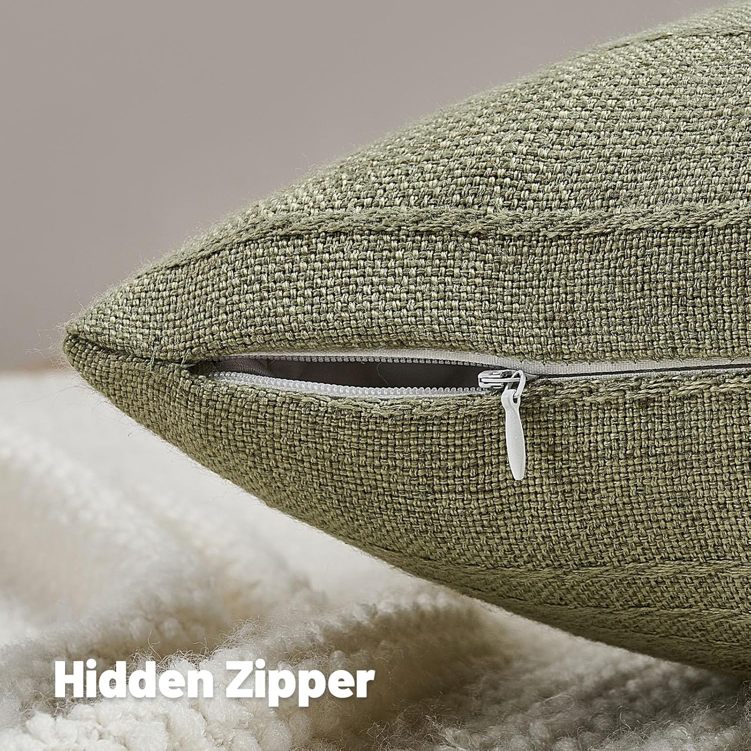 FUTEI Sage Green Decorative Throw Pillow Covers 18x18 Inch Set of 2,Soft Linen Striped Texture Cushion Case,Farmhouse Home Decor for Couch Bed Living Room - Image 3