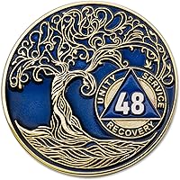 Vista 150 de Medallón AA de 5 años – Árbol de la Vida trenzado chapado en oro AA Chip de recuperación – morado