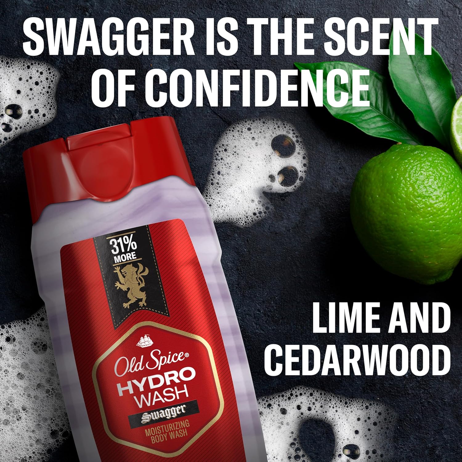 Old Spice Moisturizing Body Wash for Men, Hydro Wash, 2-in-1 Long Lasting Scent & Deep Hydration, 24/7 Shower Fresh, Swagger Scent, 21 oz (Pack of 4) - Image 7