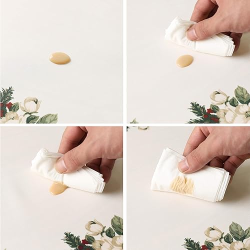 Miniatura 3 de Wewoch Mantel decorativo de Navidad con estampado floral, impermeable y resistente a las manchas, adecuado para vacaciones, comedor, fiestas (60 x