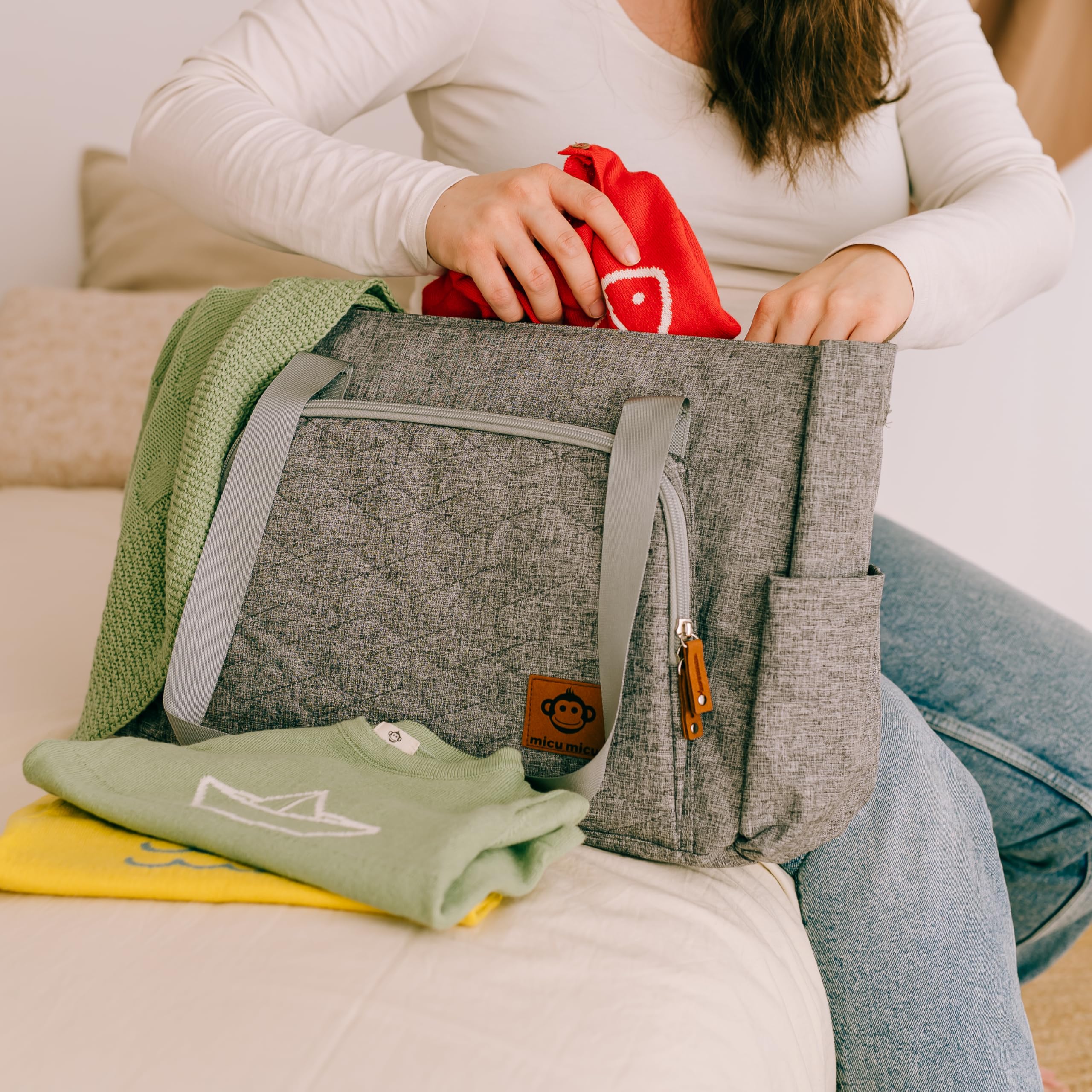 Bolso Carro Bebé | Pañalera Bebé para Silla de Paseo con Cambiador Portátil | Bolso Maternidad Hospital de Gran Capacidad | Tejido Impermeable | 50x14x30cm