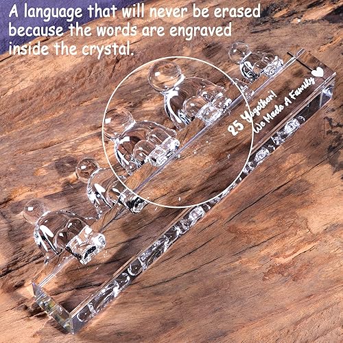 Miniatura 3 de Ornalrist Regalos de boda de plata de cristal 25 en aniversario para esposa, marido, 25 años juntos hicimos una familia, regalos de aniversario de